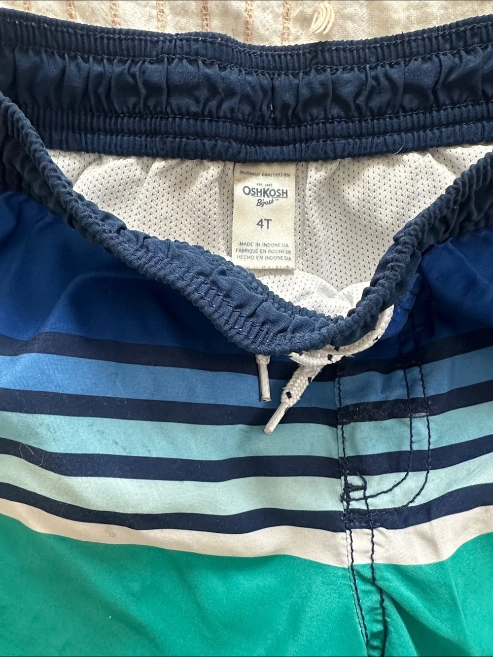 OshKosh B'gosh Teal and Navy Stripe Boys Swim Trunks